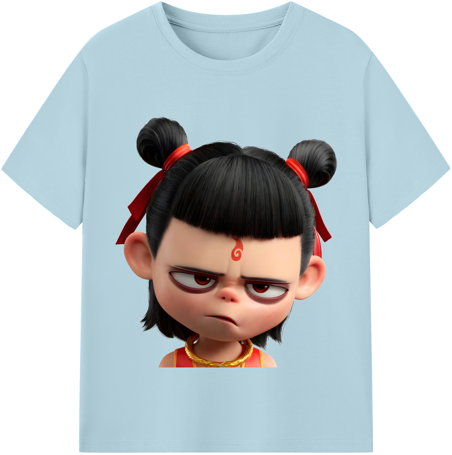 （画像用） Ne Zha 2 ナタ 魔童の大暴れ 綿100％半袖Tシャツ（フロントプリント）